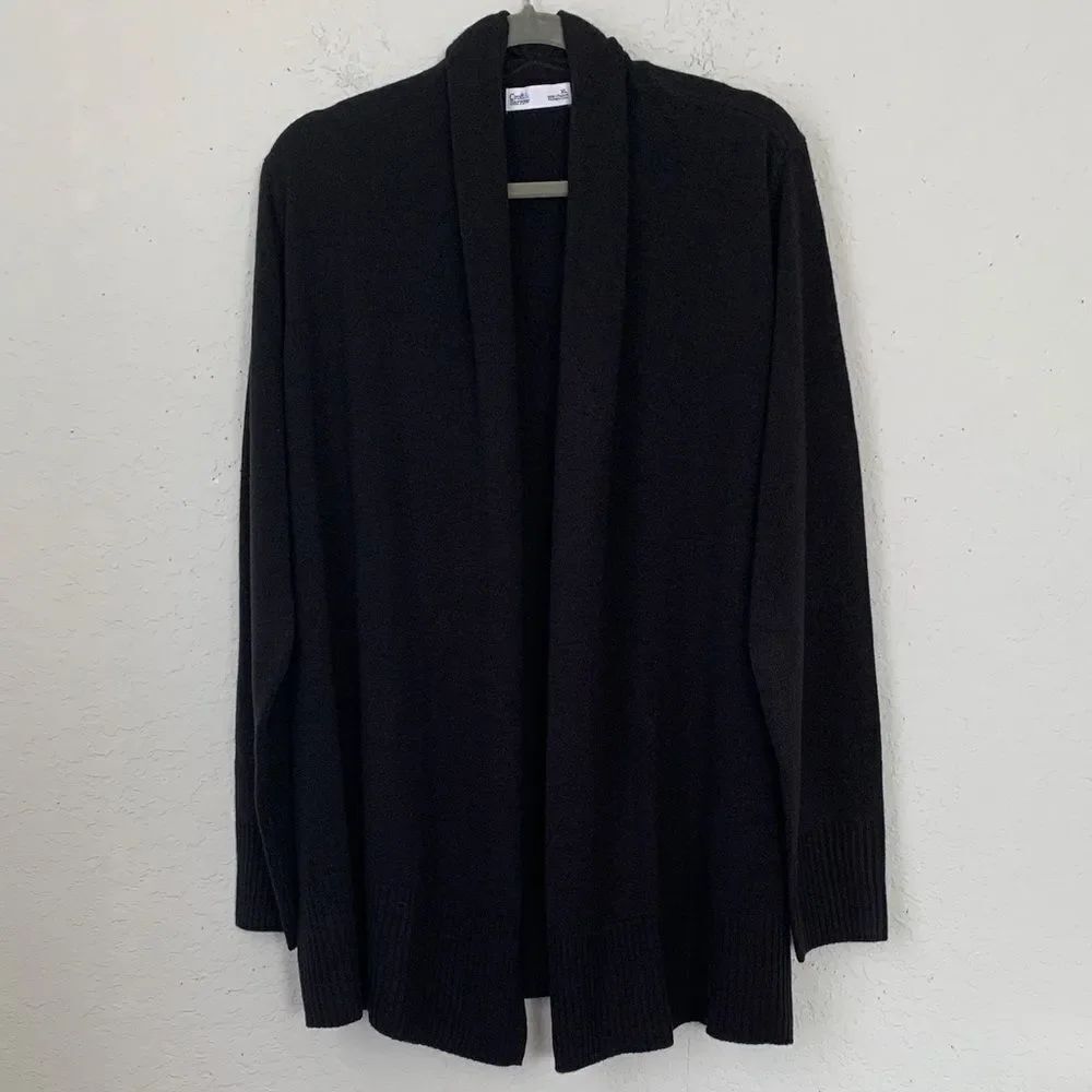 Croft & Barrow Women's Black Knit Open Front Cardigan Sweater Size XL